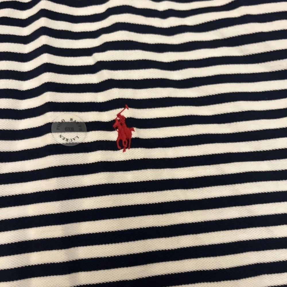 NWT Ralph Lauren Striped Polo Shirt Classic Fit Navy And White Sz 6XB